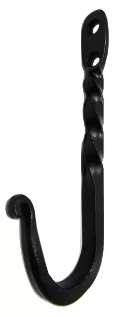 Black Antique-Style Heavy Duty 5" Wrought Iron Forged Colonial Twist Coat Hook