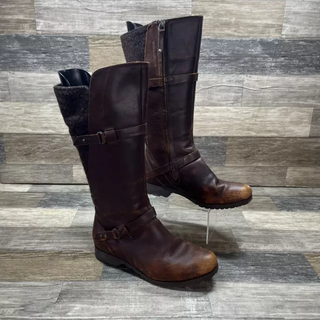 Teva Tall Boots Womens Size US 6 Brown 1005190 Round Toe Knee High Zip Up EUC