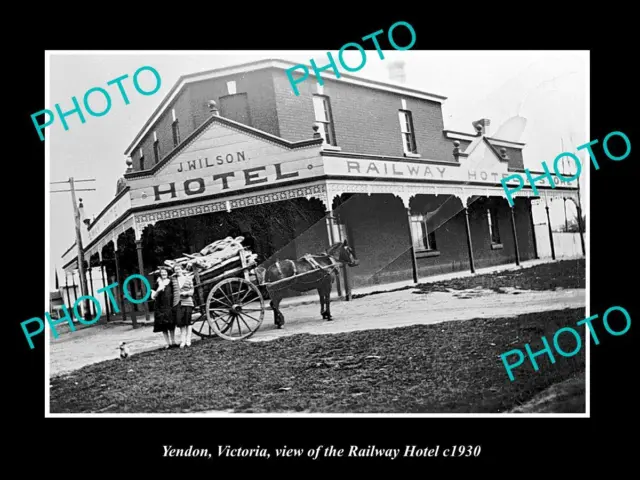 OLD LARGE HISTORIC PHOTO OF YENDON VICTORIA VIEW OF THE RAILWAY HOTEL c1920