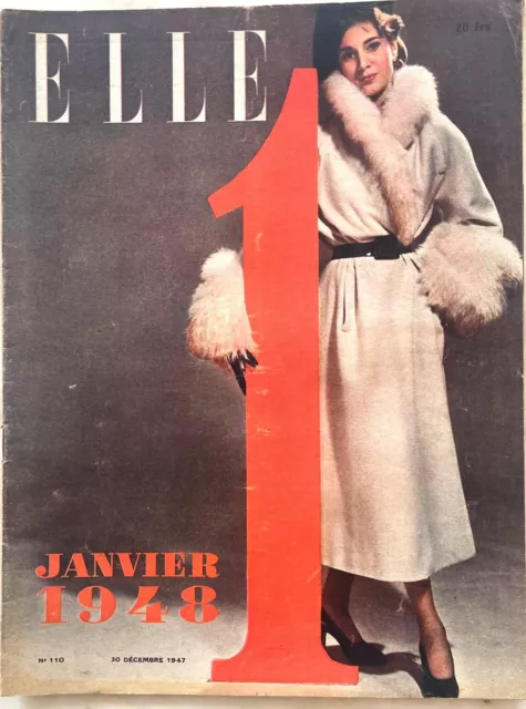 ELLE n° 110 du 30 Décembre 1947 ancienne revue de Mode Couture pour femme