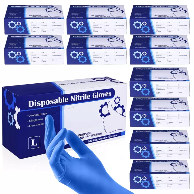 100/box Nitrile Gloves Latex & Powder Free 100-1000pcs Size Medium Large LAB US