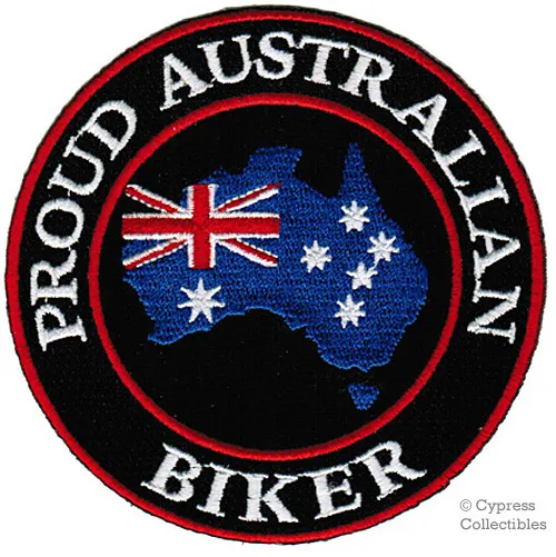 PROUD AUSTRALIAN BIKER PATCH AUSSIE FLAG SOUVENIR embroidered iron-on DOWN UNDER