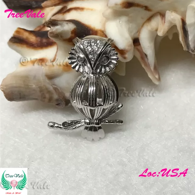 Mechanical Owl - 925 Sterling Silver - Locket Pearl Cage Pendant - Hold 6-10mm