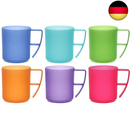 idea-station NEO Kunststoff-Tassen 6 Stück, 350 ml, bunt, Kaffeebecher,