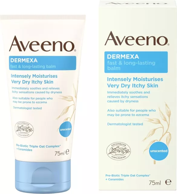 Aveeno Dermexa Daily Emollient Cream 75ml - Soothes Dry Skin & Eczema Relief.