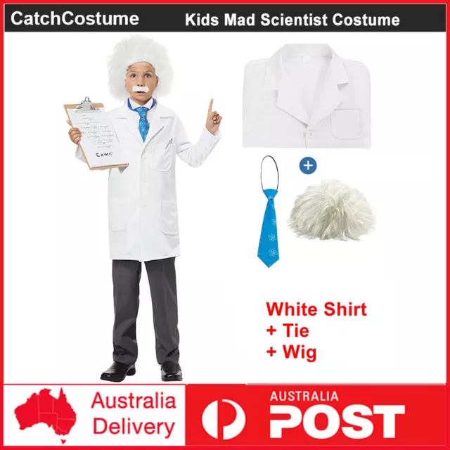 Kids Boys Mad Scientist Costume Physicist Albert Einstein Cosplay Outfit Suits