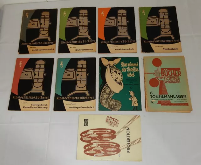 Konvolut 9 Hefte Kinotechnische Bücherei Ratgeber Vorführgerätetechnik DDR 1959