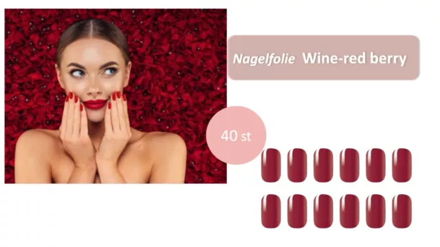 Nagelfolien Selbstklebende - Wine-red Berry  - 40 St. Nail Wrap Nagelsticker