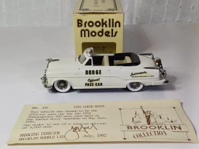 Brooklin Models 30X  1954 Dodge 500 Pace Car Ltd Edition Mint In Box 1/43 Scale