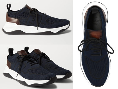 Berluti Berluti Shadow Tricoté Maille Cuir Chaussette Baskets Chaussures 42,5 