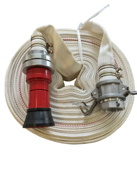 30m Fire  Fighting Hose 30m x 38mm Lay Flat Canvas Cam-Lock Coupling C Storz