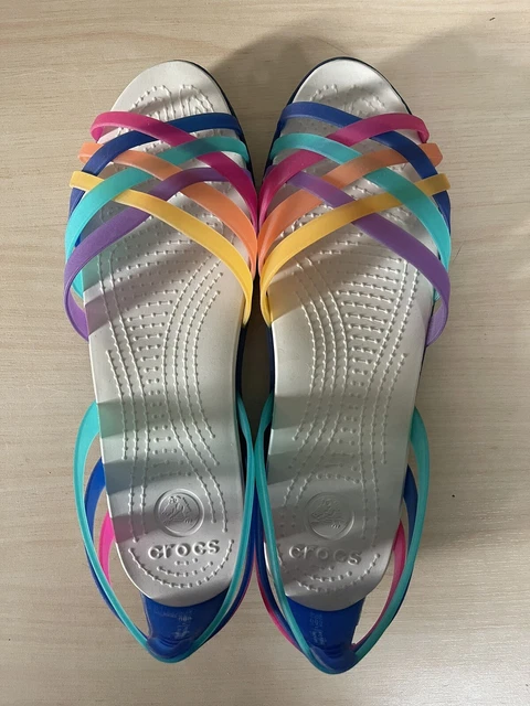 CROCS HUARACHE MULTICOLOURED Jelly Strappy Sandals Rainbow Size W9 Uk 7 Shoes 20.00 PicClick UK