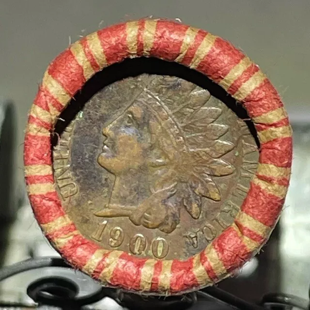 Wheat penny Roll with some Indians, 1891 Indian and 1900 Ends.#342