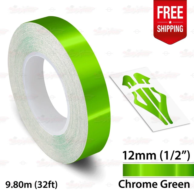 1/2 Roll Lime Green Vinyl Pinstriping Tape - 12mm Wide, 32ft Long, Easy Apply