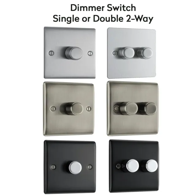 BG Metal Single / Double Dimmer Switch 2-Way Push On -Push Off