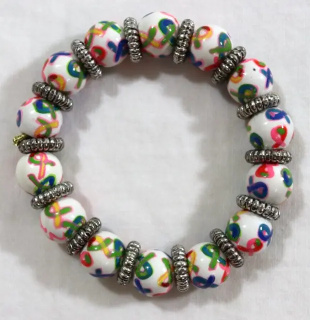 Angela Moore Autism Awareness Puzzle Rainbow Little Girl's Beaded Bracelet