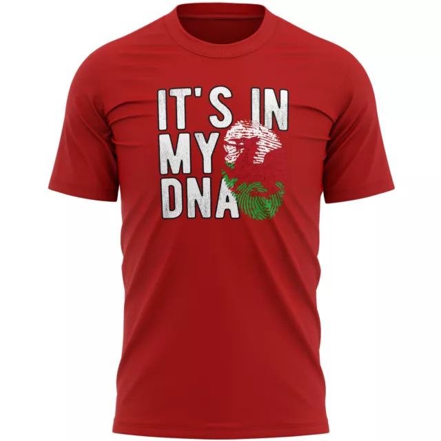 Welsh Cymru Flag Mens T Shirt Wales Its In My DNA Him Fingerprint Top Tee