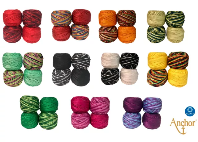 4 x ANCHOR pearl Perle Cotton crochet balls Size 8 , 85m each embroidery thread