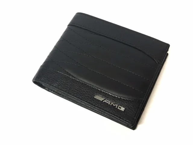 AMG Geldbörse / Portemonaie RFID Schutz, schwarz 100% Rindleder