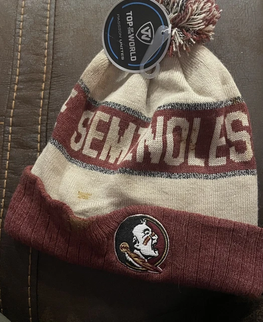NCAA FSU Florida State Seminoles Beanie Cuffed Knit Hat With Pom NEW WITH TAG