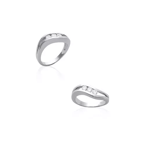 Bague Femme  ALLIANCE VAGUE 3 ZIRCONIUM ARGENT NEUF T 50 BijouterieJOLYBIJOUX