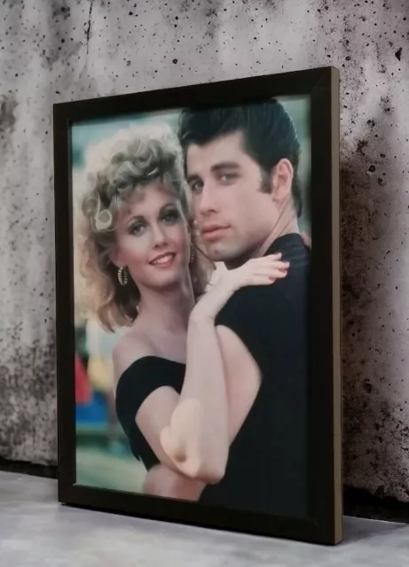 John Travolta & Olivia Newton-John .Grease .Framed Print Picture Size A4