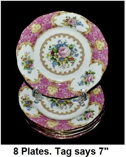 Royal Albert Set Of 8 Lady Carlyle Bone China 7" Bread Plates