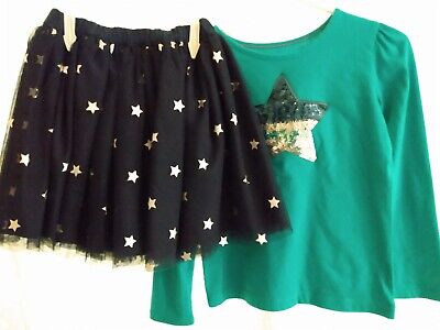 Girls 4/5 Outfit Star Sparkle Top Tutu Tulle Skirt Fall Winter Outfit