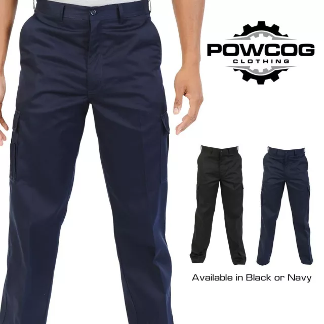 Quality Mens Cargo Combat Work Trousers - BLACK or NAVY Fits Waist 28" - 52"