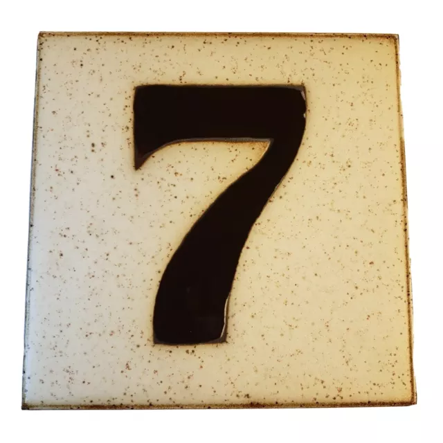 VINTAGE CERAMIC Home Street Address Number 7 Seven Brown TILE ITALY SQUARE