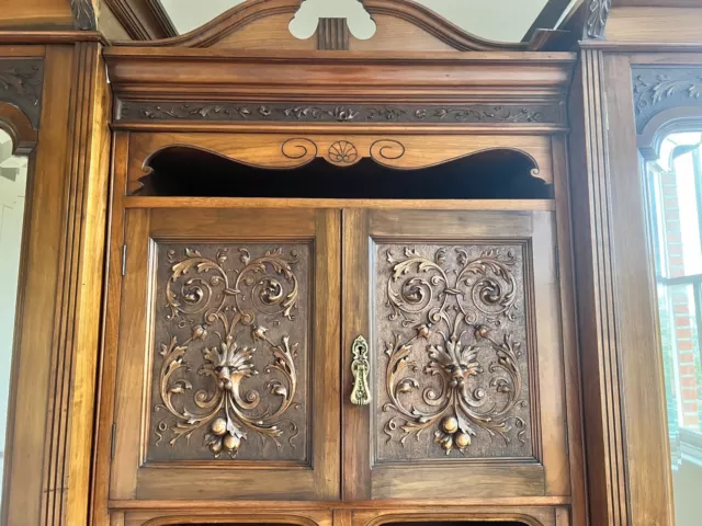 Antique Walnut Wardrobe Mirrored Doors - Late 19th Century 2