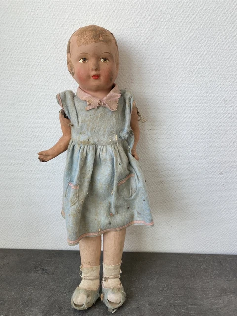 Antique Doll/Ancienne Poupée Papier Mache et Chiffon