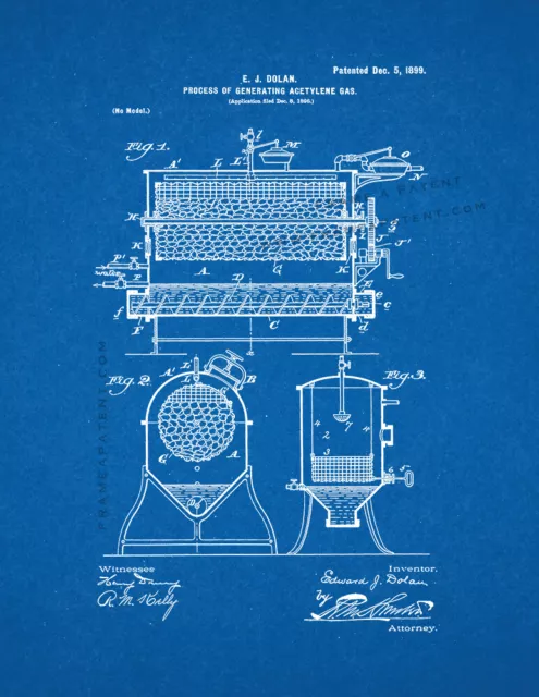 Process Of Generating Acetylene Gas Patent Print Blueprint