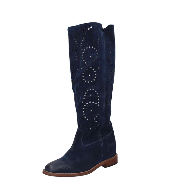 Chaussures Femme GIANNI CRASTO 37 Ue Bottes Bleu en Daim EZ737-37