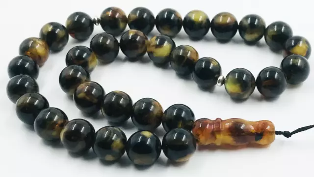 Islamic 33 Prayer beads Natural Baltic Amber Prayer  Rosary Misbaha pressed 3