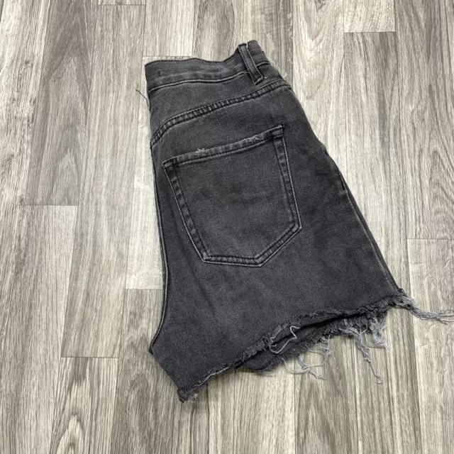 PACSUN High Rise Frayed Hem Black Denim Jean Cut Off Shorts Women's Size 24