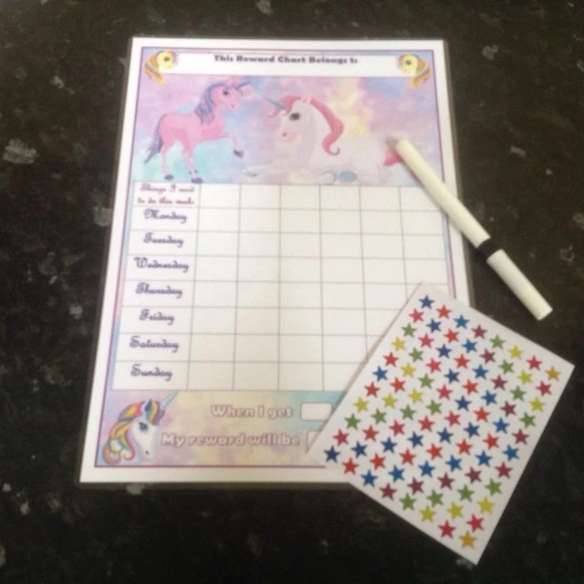 Eurowrap Belohnungstabelle A3 – Mit 59 Aufklebern, Rose Design | Für Kinder, Motivation, Ziele, 190 G/m² Papier