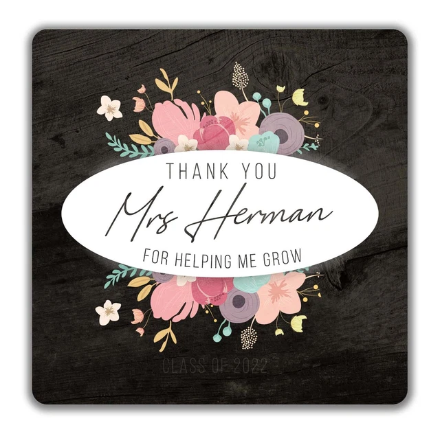 PERSONALISED THANK YOU Helping Me Grow Teachers Day Coaster Gift 9cm personalised-thank-you-helping-me-grow-teachers-day-coaster-gift-9cm