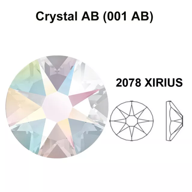 CRYSTAL AB 001 AB Genuine Swarovski 2038 & 2078 HOTFIX iron-on Flatback All Size