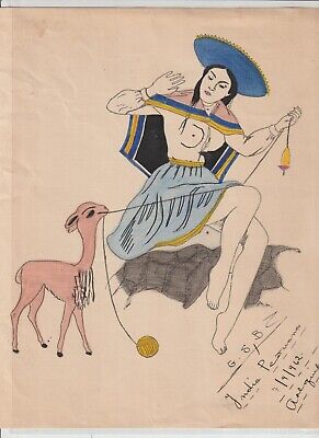 Dibujo en Lamina Original de India Peruana Artequipa año 1962 (GI-369)
