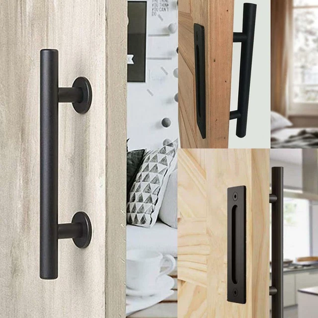 12" Matte Black Sliding Barn Door Pull Flush Handle Gate Hardware Set Heavy Duty 3