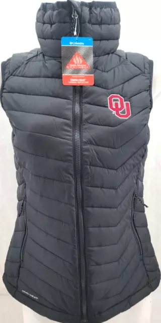 NEW Oklahoma OU Sooners Columbia Omni-Heat Full Zip Puffer Jacket Vest Womens L