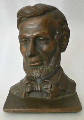Abe Lincoln Verona Cast Bronzed Single Vintage Bookend President Bust