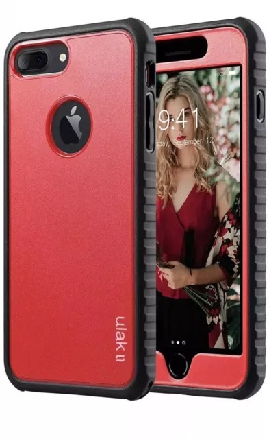 ULAK iPhone 7 Plus Case Slim Shockproof Flexible TPU Bumper Case Durable RED