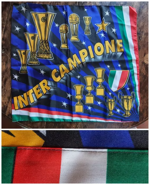 Bandiera INTER ⚫️🔵 CAMPIONE calcio⚽️ SCUDETTO coppa VINTAGE 63/59 cm no sciarpa