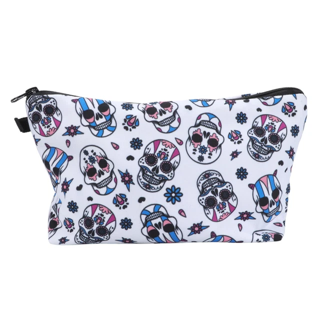 Fleur crâne maquillage cosmétique pochette de rangement sac organisateur de sac