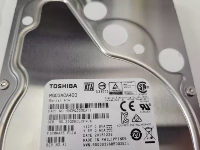 Toshiba 4TB SATA 6Gb/s 7.2k 3.5" SATA Enterprise Hard Drive MG03ACA400 NAS DVR