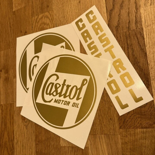 VINTAGE CASTROL GASOLINE OIL Decal Stickers (2-Pack) | Petroliana Garage Man Cave Decor
