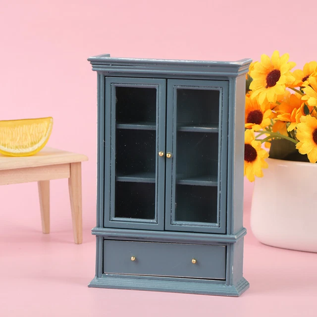 1:12 Dollhouse Double Door Cabinet Bookshelf Display Cupboard Furniture Decor Sp