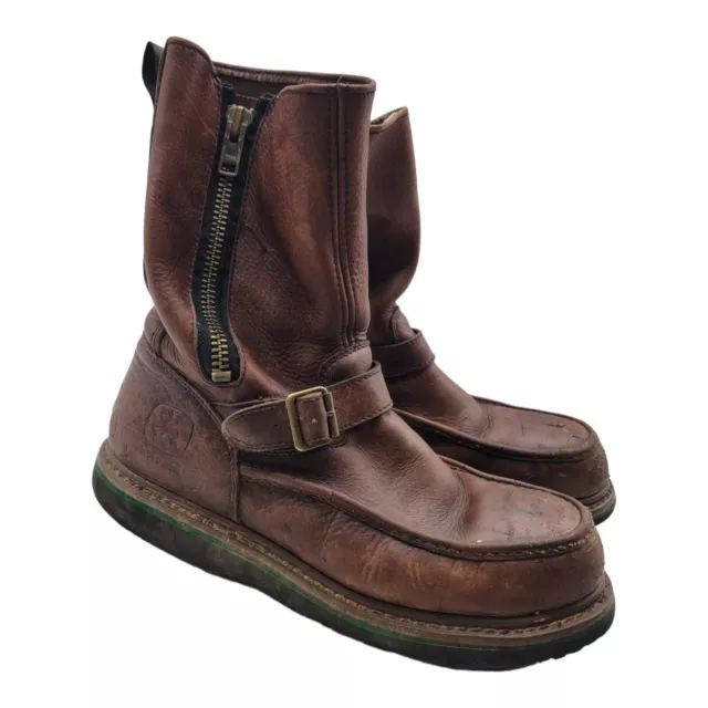 JOHN DEERE GORE-TEX boots Mens Sz 11 Brown Steel Toe Work Zip Leather ...